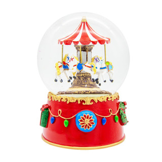 Thumbnail 1: Kurt Adler  120MM Wind-Up Musical Revolving Carousel Water Globe 