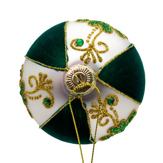 Thumbnail 4: Kurt Adler 6 Pc. Flocked Green & White With Shamrocks Ball Ornaments 