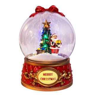 Thumbnail 1: Kurt Adler  Musical LED Santa & Tree Snow Christmas Ball Table Piece 