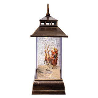 Thumbnail 8: Kurt Adler  9" USB Lighted Santa With Swirling Glitter Water Lantern 