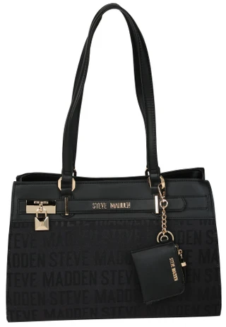 Thumbnail 1: Steve Madden Triple-Compartment Logo Jacquard Tote w/ Zippered Pouch 