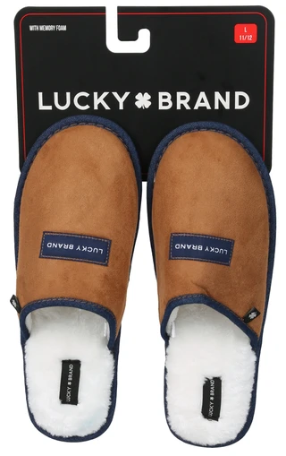 Thumbnail 1: Lucky Brand Men's Lined Plush Memory Foam Slippers 
