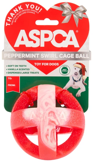 Thumbnail 1: ASPCA Christmas Peppermint Swirl Cage Ball Toy for Dogs 