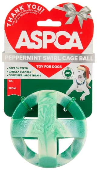 Thumbnail 1: ASPCA Christmas Peppermint Swirl Cage Ball Toy for Dogs 