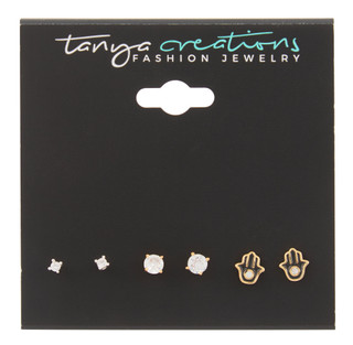 Thumbnail 1: Tanya Creations 3 Pk Small Crystal Stud Earrings 