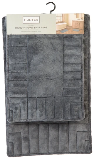Thumbnail 1: Hunter Ryder Quilted Memory Foam Bath Rug Set - 2 Piece 