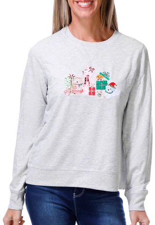 Thumbnail 1: Coral Bay Women's Long Sleeve Festive Christmas Dog Sweater 