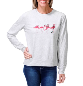 Thumbnail 1: Coral Bay Women's Long Sleeve Festive Christmas Flamingo Sweater 