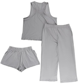 Thumbnail 2: Jockey 3 Pc Women's  Sleeveless Racer Tank Short Wide Leg Pant Set  