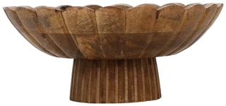 Thumbnail 2: Lillian Studio 12x5 Wood Fluted Pedestal Bowl Home Accent 