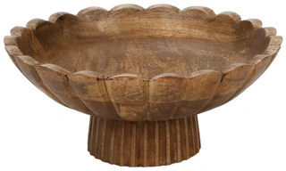 Thumbnail 1: Lillian Studio 12x5 Wood Fluted Pedestal Bowl Home Accent 