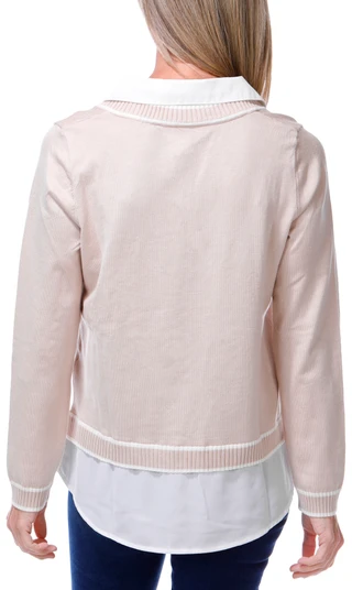 Thumbnail 2: Adrianna Papell Women's Long Sleeve V Neck Layered Sweater 