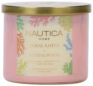 Thumbnail 2: Nautica 14.5 oz Christmas Coral Lotus  + Sandalwood Scented Candle 