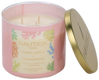 Thumbnail 1: Nautica 14.5 oz Christmas Coral Lotus  + Sandalwood Scented Candle 