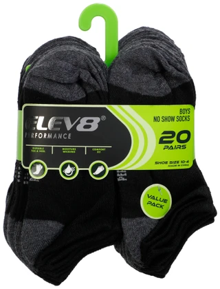 Thumbnail 1: Elev 8 Boys' 20-Pack Performance No-Show Socks 