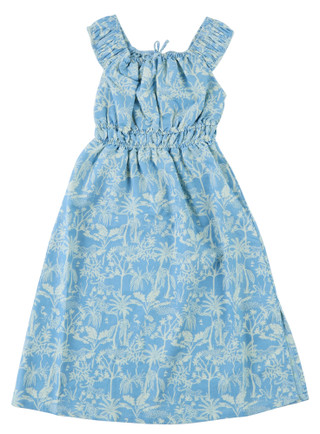 Thumbnail 1: Vince Camuto Big Girls Palm Print Midi Dress - Blue Multi 