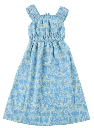Thumbnail 2: Vince Camuto Big Girls Palm Print Midi Dress - Blue Multi 