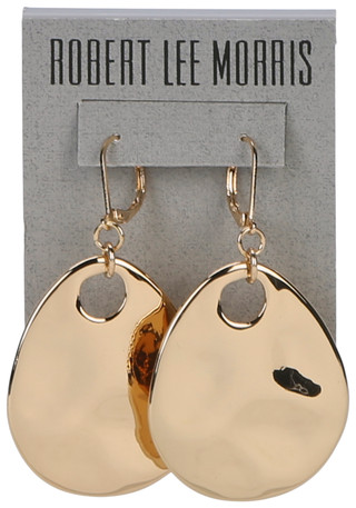 Thumbnail 1: ROBERT LEE MORRIS Gold Tone Large Disc Drop Earrings 