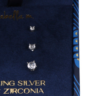 Thumbnail 2: ISABELLA M 3 Pc Sterling Silver CZ Stud Set  