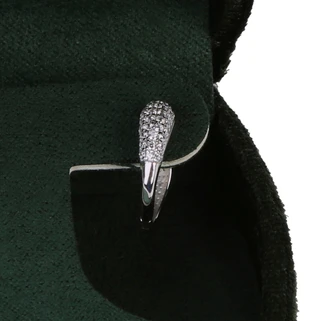 Thumbnail 2: ISABELLA M Sterling Silver Pave Huggie Hoop Earrings 