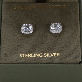 Thumbnail 2: Stella Picciotto Sterling Silver CZ Square Stud Earrings 
