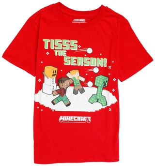 Thumbnail 1: Minecraft Big Boys Short Sleeve Christmas Minecraft Graphic Tee 
