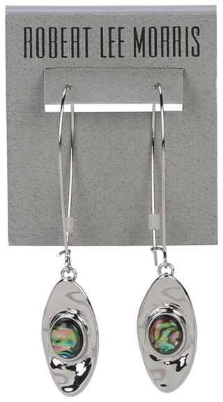 Thumbnail 1: ROBERT LEE MORRIS Silver Tone Oval Drop Earrings 