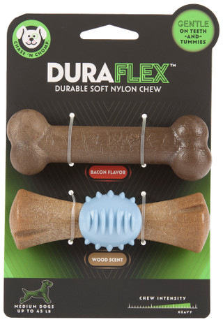 Thumbnail 1: CHASE N CHOMP 2 Pk Duraflex Durable Soft Nylon Chew Dog Toys  