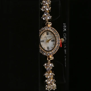 Thumbnail 2: Danecraft Women's Gold Plated CZ Oval Watch  