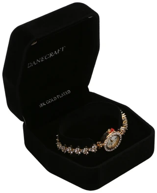 Thumbnail 1: Danecraft Women's Gold Plated CZ Oval Watch  