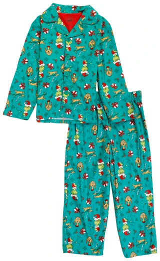 Thumbnail 1: THE GRINCH Little Kids Long Sleeve Christmas Grinch Pajama Pant Set  