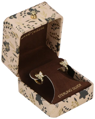 Thumbnail 1: Olivia and Jackson Gold CZ Butterfly Huggie Earrings 