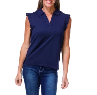Thumbnail 1: Rafaella Women's Petite Sleeveless Ruffle V Neck Top 