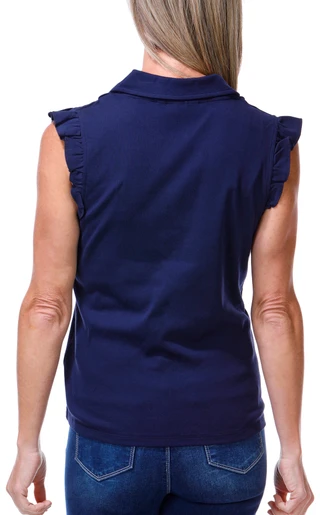 Thumbnail 2: Rafaella Women's Petite Sleeveless Ruffle V Neck Top 