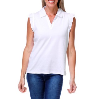 Thumbnail 1: Rafaella Women's Petite Sleeveless Ruffle V Neck Top 