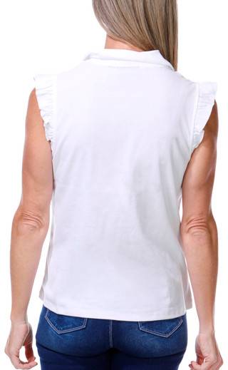 Thumbnail 2: Rafaella Women's Petite Sleeveless Ruffle V Neck Top 