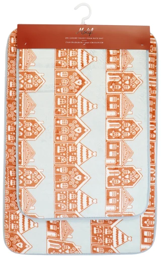 Thumbnail 1: Motif  2 Pc Christmas Luxury Velvet Foam Bath Mat Set 