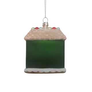 Thumbnail 2: Magical Season Glass Green Gingerbread House Ornament 