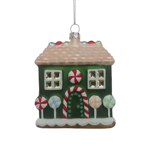 Thumbnail 1: Magical Season Glass Green Gingerbread House Ornament 