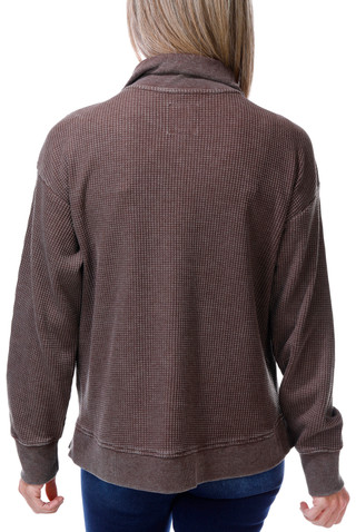 Thumbnail 2: C&C California Women's Long Sleeve 1/4 Zip Waffle Knit Sweater 