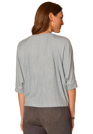 Thumbnail 4: Democracy Women's 3Q Sleeve Mixed Media Knit Top 