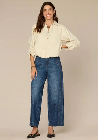 Thumbnail 2: Democracy Women's 3Q Bubble Hem Woven Top 