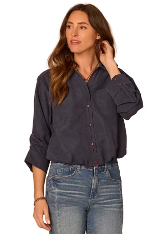 Thumbnail 1: Democracy Women's 3Q Bubble Hem Woven Top 