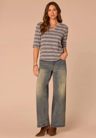 Thumbnail 4: Democracy Women's Elbow Roll Cuff Sleeve Knit Top 
