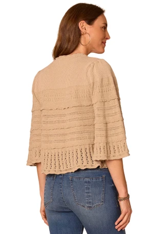 Thumbnail 4: Democracy Women's 3Q Variegated Stitch Mix Sweater 