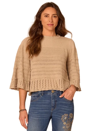 Thumbnail 1: Democracy Women's 3Q Variegated Stitch Mix Sweater 