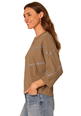 Thumbnail 3: Democracy Women's 3Q Dolman Embroidered Knit Top 