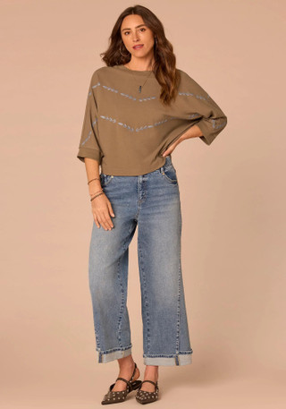 Thumbnail 4: Democracy Women's 3Q Dolman Embroidered Knit Top 