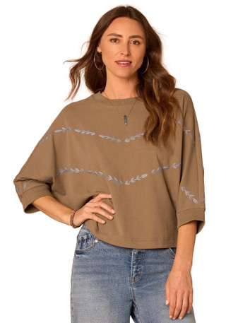 Thumbnail 1: Democracy Women's 3Q Dolman Embroidered Knit Top 