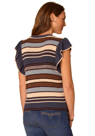 Thumbnail 2: Democracy Women's Lace Up Tie Stripe Sweater 